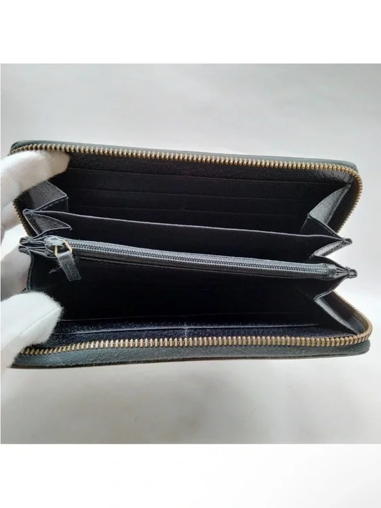 Gucci Agora Web Black Leather Long Zippy Wallet with Red & Green Sherry Line - Picture 5 of 15